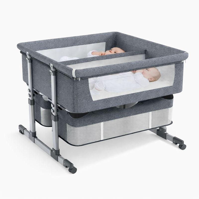 Lit Cododo Duo — Berceau Double pour Jumeaux avec Rangement — Olibébé