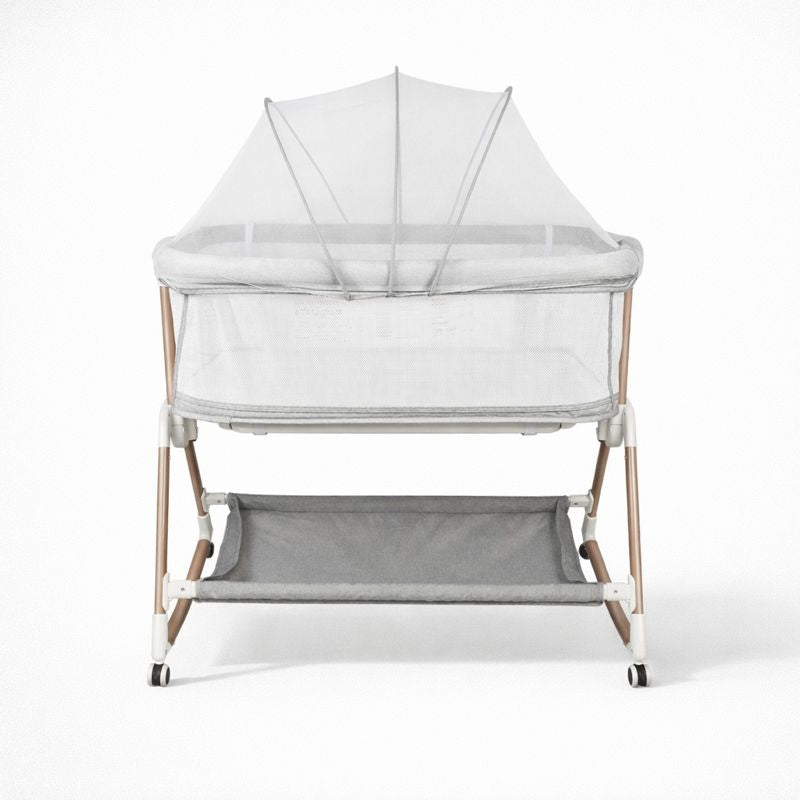 Lit Cododo Luna — Berceau Accolable avec Moustiquaire et Rangement — Olibébé