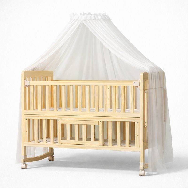 Lit Cododo Bois Naturel Bébé — Berceau Cododo en Bois Massif Évolutif avec Barreaux Sécurisés — Olibébé