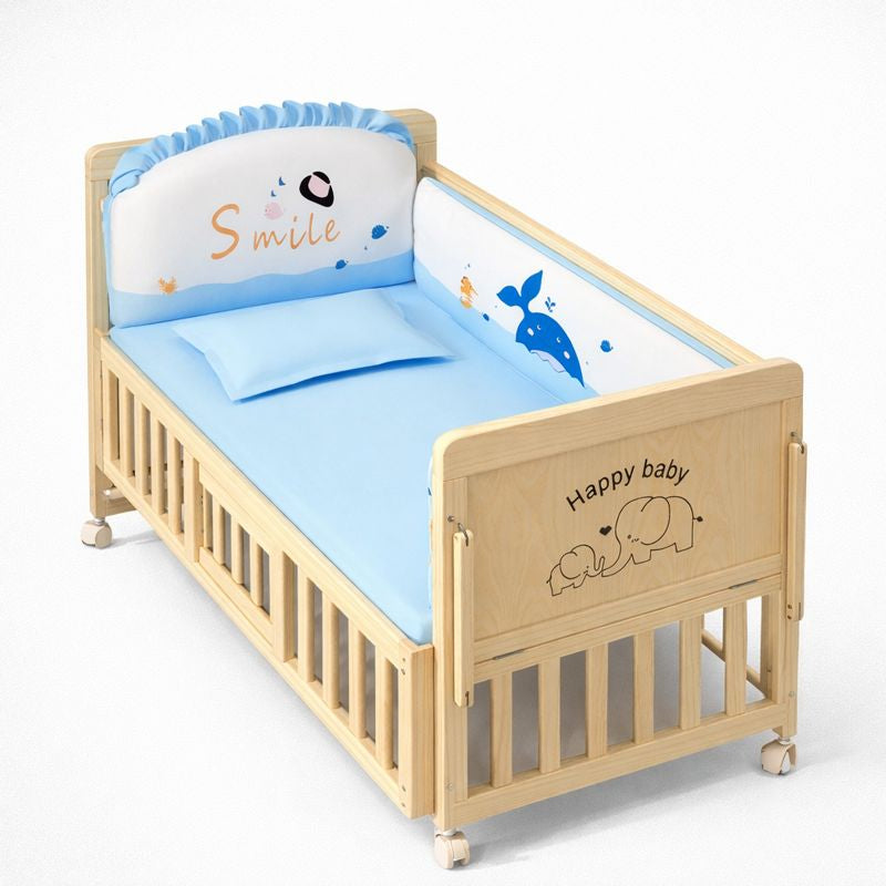 Lit Cododo Bois Naturel Bébé — Berceau Cododo en Bois Massif Évolutif avec Barreaux Sécurisés — Olibébé