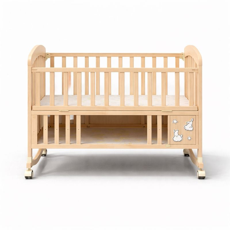 Lit Cododo Bébé à Barreaux en Bois et Berceau Évolutif Sécurisé — Lit Bébé avec Roulettes et Sommier Réglable — Olibébé